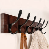 1 x RAW Customer Returns SKOLOO Coat Rack Wall Mount - Wood Brown Wall Coat Rack Hooks Wall Coat Rack Hanger Rack with 6 Hooks for Hanging Coats, Hats, Clothes, Scarves, Brown Black - RRP €25.99