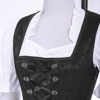 1 x RAW Customer Returns JASAMBAC Women s Dirndl 3 Piece Oktoberfest Costumes for Bavarian Carnival Black Red 2XL - RRP €76.99