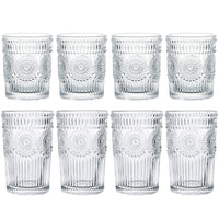 1 x RAW Customer Returns Kingrol 8 Pack Romantic Drinking Glasses, 4 Highball Glasses 350 ml and 4 Rocks Glasses 250 ml , Premium Glass Tumblers Glassware Set for Water, Drinks, Beer, Cocktails - RRP €27.99