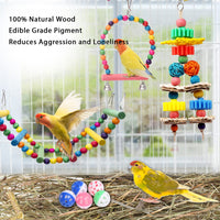 1 x RAW Customer Returns MQUPIN Parrot Bird Toys Claw Toys and Accessories 12 Packs, Swing Chewing Toys Ladder Climbing Bird Cage Toys for Cleaning Small Parakeets, African Grey - RRP €19.99