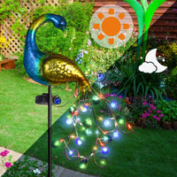 1 x RAW Customer Returns Herefun Solar Garden Lights, Solar Peacock Metal Pole Lights, Night Light Peacock Lawn Lamp, IP44 Waterproof Outdoor Path Lamp Pole Light for Garden Patio Garden Decorations - RRP €28.22