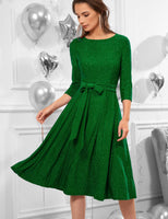 1 x RAW Customer Returns DRESSTELLS Women s 1950s Retro Dress Elegant Swing A-Line Cocktail Dress Vintage Evening Dress Knee Length Audrey Hepburn Dress Bridesmaid Pleated Skirt Glitter Green XL - RRP €43.32