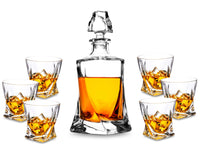 1 x RAW Customer Returns KANARS 7-piece whiskey glasses and carafe set, lead-free crystal glasses, 800 ml whiskey decanter with 6x 300 ml glasses, high quality, beautiful gift box - RRP €69.88