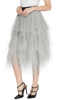 1 x RAW Customer Returns Women s Elastic Waistband Tutu Princess Tulle Underskirt Pettiskirt M, Light Grey  - RRP €27.2