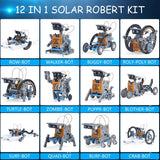 1 x RAW Customer Returns Solar robot toy from 8 years, OMWay 12-in-1 STEM experiments for children ages 9 10 11 12, construction toy kit, gifts toy for 13 14 year olds boys girls, gray - RRP €17.84