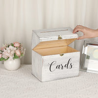 1 x RAW Customer Returns SUMNACON Vintage 25CM Wooden Card Box with Lid Love Lock Wedding Card Box for Anniversary Christmas Wedding Birthday Baby Shower Party Gift Cards Letter Box White, Large  - RRP €36.29