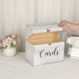 1 x RAW Customer Returns SUMNACON Vintage 25CM Wooden Card Box with Lid Love Lock Wedding Card Box for Anniversary Christmas Wedding Birthday Baby Shower Party Gift Cards Letter Box White, Large  - RRP €36.29