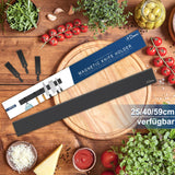 1 x RAW Customer Returns Dmore magnetic knife strip with 3 hooks, 40 cm knife holder magnetic black, extremely self-adhesive magnet knife holder made of stainless steel, including adhesive tape and screws, for knives and utensils - RRP €24.99