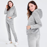 1 x RAW Customer Returns Fashion Women s Tracksuits, Fashionable Women s Tracksuit, Velvet Tracksuit, 2-Piece Sports Suit Grey, L  - RRP €21.99