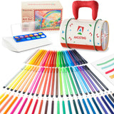 1 x RAW Customer Returns AMOSTING painting set for children with pencil case, colored pencils, wax crayons, opaque paint box, markers, sketch paper, painting case games for children, craft set gifts for girls and boys, 105 pieces - RRP €20.56