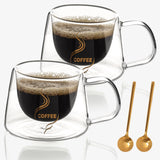 1 x RAW Customer Returns Belle Vous Pack of 2 double-walled glass coffee glasses with handles - 200 ml heat-resistant thermal glasses double-walled for hot and cold drinks - coffee cups for tea, cappuccino, espresso and latte - RRP €21.06