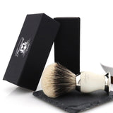 1 x RAW Customer Returns Haryali London shaving brush badger hair real silvertip badger hair - shaving brush for wet shaving - handle made of black precious resin and metal accents for safety razor shaving - shaving brush set - RRP €29.99