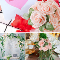 2 x RAW Customer Returns SVUPUE Artificial Flowers Roses, 25pcs Artificial Flowers Rose Heads with Leaf, with Stems Foam Roses, Single Long Stem Flowers, for DIY Wedding Bouquet, Valentine s Day Gift, Pale Pink - RRP €40.8