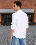 1 x RAW Customer Returns LVCBL Cotton Shirt Men s Regular Fit Long Sleeve Button-down Casual Shirts White L - RRP €23.98