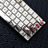 1 x RAW Customer Returns JSJT Custom Keycaps, 60 Percent Plum Blossom Keycaps PBT Dye Sublimation, Cherry Profile Keycaps, 80 Keys for 61 68 ANSI ISO Layout, Cherry MX Swtich Mechanical Keyboards - RRP €40.66