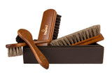 1 x RAW Customer Returns The Shoe Horn High Gloss Shoe Brush Set Classic Edition - Horsehair Brushes Made of Beechwood z2487 - RRP €18.25