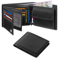 1 x RAW Customer Returns HOCRES Wallets for Men Muti-Functional RFID Blocking Leather Slim Wallet with 15 Credit Card Holders, 2 Banknote Compartments and 2 ID Windows Minimalist Wallets Men with Gift Box - RRP €30.24