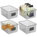 1 x RAW Customer Returns mDesign set of 4 all-purpose metal baskets storage basket for kitchen, pantry etc. compact and universal wire basket black - RRP €55.99