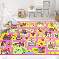 1 x RAW Customer Returns Capslpad Children s Rugs, Pink Play Rug for Children City Street 160x100cm Children s Rug Play Mat Learning Area Rug Educational Play Rug for Girls Children s Room Playroom - RRP €35.28