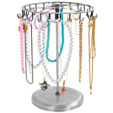 1 x RAW Customer Returns BELLE VOUS Necklace Stand Jewelry Silver Rotatable 23 Hooks H34.8 x W20.5 cm Jewelry Stand Tree - Necklace Storage Hanging - Jewelry Tree for Necklaces Bracelets, Rings Earrings - RRP €19.99