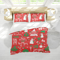 1 x RAW Customer Returns IUNTWEIE Christmas bed linen, Santa Claus and elk snowman red duvet cover, Christmas decoration, soft bed linen set with zip C, 220 x 240 cm  - RRP €24.99