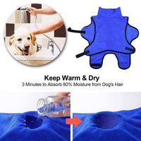 1 x RAW Customer Returns PETTOM Dog Bathrobe Microfiber Dog Towel Quick Drying Microfiber Towel Super Absorbent Comfortable and with Adjustable Straps for Pets Dogs and Cats, Blue XL  - RRP €26.22