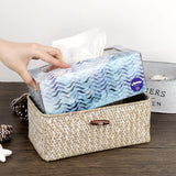 1 x RAW Customer Returns SUMNACON Rectangular Seagrass Cosmetic Tissue Box Household Decorative Woven Paper Holder Caramel Rattan Tissue Box Home Decoration Living Room Office Restaurant Handicrafts White - RRP €17.14