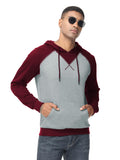 2 x Brand New YuKaiChen Men s Pullover Hoodie Patchwork Sweatshirt Casual Raglan Sleeve Hoodie with Pockets L Wine Red - RRP €55.2