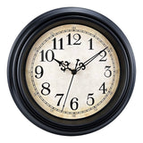 1 x RAW Customer Returns Plumeet Wall Clock Classic 25cm Quiet Retro Wall Clock without Ticking Noise for Living Room - Bedroom - Battery Operated Black  - RRP €15.99