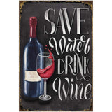 1 x RAW Customer Returns BA Market Vintage Tin Sign Save Water Drink Wine 20 x 30 cm Wall Sign for Caf Bar Home Retro Nostalgia Premium Metal Sign Wine Water Saying Holes for Wall Mounting - RRP €12.58