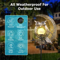 1 x RAW Customer Returns Solar lamps for outdoor garden, garden decoration with moon and owl motif, waterproof garden decoration for outdoor solar lights, ideal terraces, balconies and lawn decoration, weatherproof ideal for outdoor use - RRP €24.99