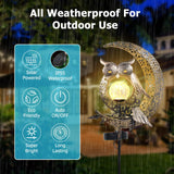 1 x RAW Customer Returns Solar lamps for outdoor garden, garden decoration with moon and owl motif, waterproof garden decoration for outdoor solar lights, ideal terraces, balconies and lawn decoration, weatherproof ideal for outdoor use - RRP €24.99