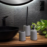 1 x RAW Customer Returns KADAX bathroom accessories, ceramic bathroom set, bathroom mug, soap dispenser, toilet brush, bathroom accessory set, bathroom equipment set gray, 2  - RRP €12.1