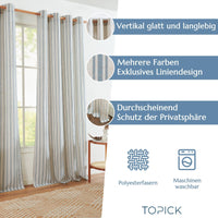 1 x RAW Customer Returns TOPICK Linen Striped Curtains Blue Stripe Curtains with Eyelets Ticking Stripe Pattern Linen Look Curtains Light Filtering for Living Room Pinstripe Curtain Opaque 2 Pieces 130x245cm - RRP €71.24