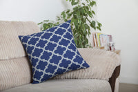 5 x Brand New TreeWool Decorative Cushion Cover 40 x 40 cm, Navy Grey Trellis Design 100 Cotton Pack of 2  - RRP €79.8