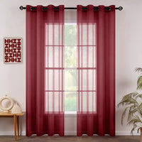 1 x RAW Customer Returns MIULEE Set of 2 Sheer Voile Curtains with Eyelets Transparent Curtain Made of Voile Polyester Eyelet Curtain Transparent Living Room Airy Decorative Curtain for Bedroom 140 X 245 cm W x H , Red - RRP €23.14