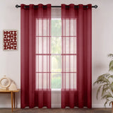 1 x RAW Customer Returns MIULEE Set of 2 Sheer Voile Curtains with Eyelets Transparent Curtain Made of Voile Polyester Eyelet Curtain Transparent Living Room Airy Decorative Curtain for Bedroom 140 X 245 cm W x H , Red - RRP €23.14