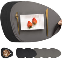 1 x RAW Customer Returns Myir JUN Leather Placemats and Coasters, Washable Round Placemats Double-Sided Non-Slip Placemat Leather Faux Leather Placemat Leather Look Placemat Gray Black, Set of 6  - RRP €26.18