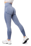 1 x RAW Customer Returns Bellivalini Sports Leggings Women s High Waist Push Up Scrunch Fitness Seamless Figure Shaping BLV50-254 Blue Melange, M  - RRP €20.16