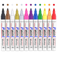 1 x RAW Customer Returns Permanent Marker Waterproof Pens 12 Colors Permanent Markers, Glass Pens and Paint Pens for Drawing on Stone, Metal, Plastic, Cups, Wood, Ceramics, and Tires, Colorfast Oil-Based Markers - RRP €19.75