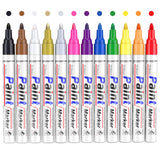 1 x RAW Customer Returns Permanent Marker Waterproof Pens 12 Colors Permanent Markers, Glass Pens and Paint Pens for Drawing on Stone, Metal, Plastic, Cups, Wood, Ceramics, and Tires, Colorfast Oil-Based Markers - RRP €19.75