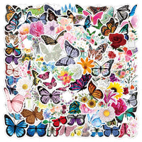 10 x Brand New Butterflies and Flowers Sticker Aesthetic Set - 100 Pieces, NAVK Sticker Decoration for Car Laptop Skateboard Bicycle Moped Motorcycle, Suitable for Girls Women Adults Children - RRP €70.4