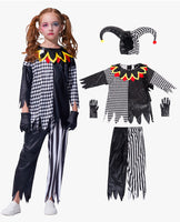 1 x RAW Customer Returns IKALI Children s Clown Costume Boys Girls Halloween Jester Suit Sinister Role Play Costume Outfit Pack of 5 - RRP €22.07