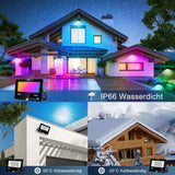 1 x RAW Customer Returns DUSKTEC 30W RGBW Outdoor LED Spotlight, IP66 Waterproof Color Changing LED Projector, Dimmable Warm White RGB Flood Light, Smart Bluetooth APP Control, Equivalent to 300W - RRP €19.82