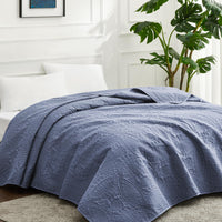 1 x RAW Customer Returns Love s cabin Bedspread 240x260 Blue, Ultra Soft Bed Quilt Lightweight Microfiber Bedspreads Bed Throw 240x260, Modern Bedspread with Coin Pattern for All Seasons without Pillowcase  - RRP €36.19