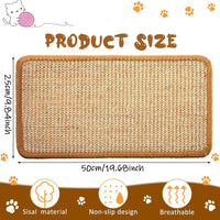 10 x Brand New 2 Pieces Cat Scratching Mat, Natural Sisal Cat Scratching Mats, Non-Slip Cat Scratching Post, Durable Sisal Cat Mat, Sofa and Furniture Protection 25x50  - RRP €180.0