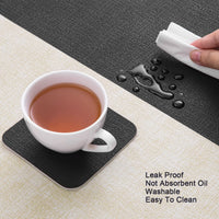 1 x RAW Customer Returns Myir JUN Washable Leather Placemats and Coasters, Double-Sided Placemat Set of 6 Non-Slip Placemats Leather Faux Leather Placemat Cream White Black, Set of 6  - RRP €25.69