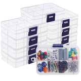 1 x RAW Customer Returns Belle Vous Set of 10 8 Compartments Clear Plastic Sorting Boxes for Small Parts with Adjustable Dividers - 10.5 x 6.5 cm - Box for Sewing Accessories, Screws, Perler Beads, Beads Jewellery - RRP €13.99