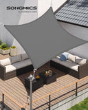 1 x RAW Customer Returns SONGMICS Sun Shade Sail 3 x 3 m, Waterproof with a Water Column of 665 mm, Sun Protection Made of Tear-Resistant Polyester, UV Protection 93 , Terrace, Garden, Balcony, Square, 2 m Ropes, Smoke Grey GSH33GYV1 - RRP €25.4