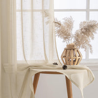 1 x RAW Customer Returns MIULEE Set of 2 Voile Curtains Sheer Curtain with Ruffle Tape Transparent Linen Look Curtains Living Room Modern Window Curtain Bedroom 140 x 260 cm W x H Beige - RRP €35.49